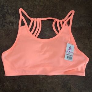 PopFit Top Size M Orange Activewear Yoga 1888-3
